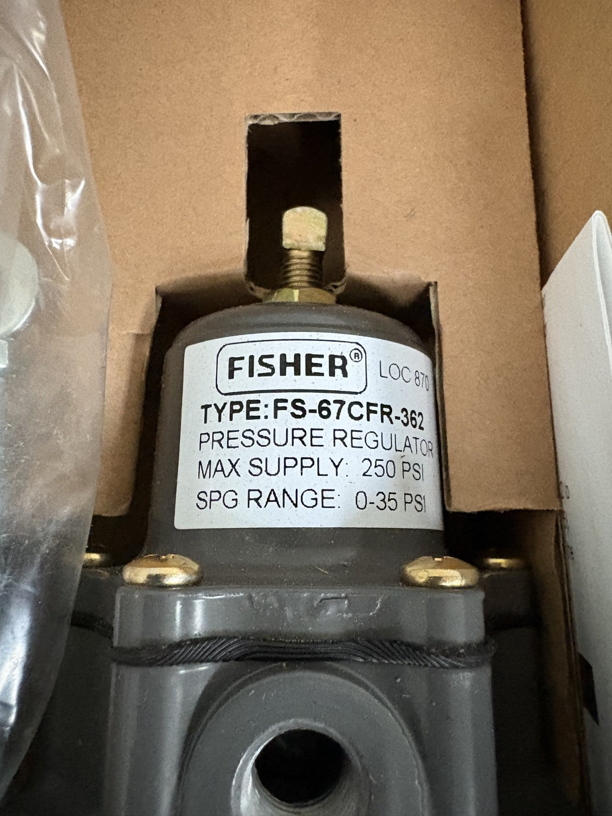 FISHER CONTROLS PRESSURE REGULATOR FS-67CFR-362