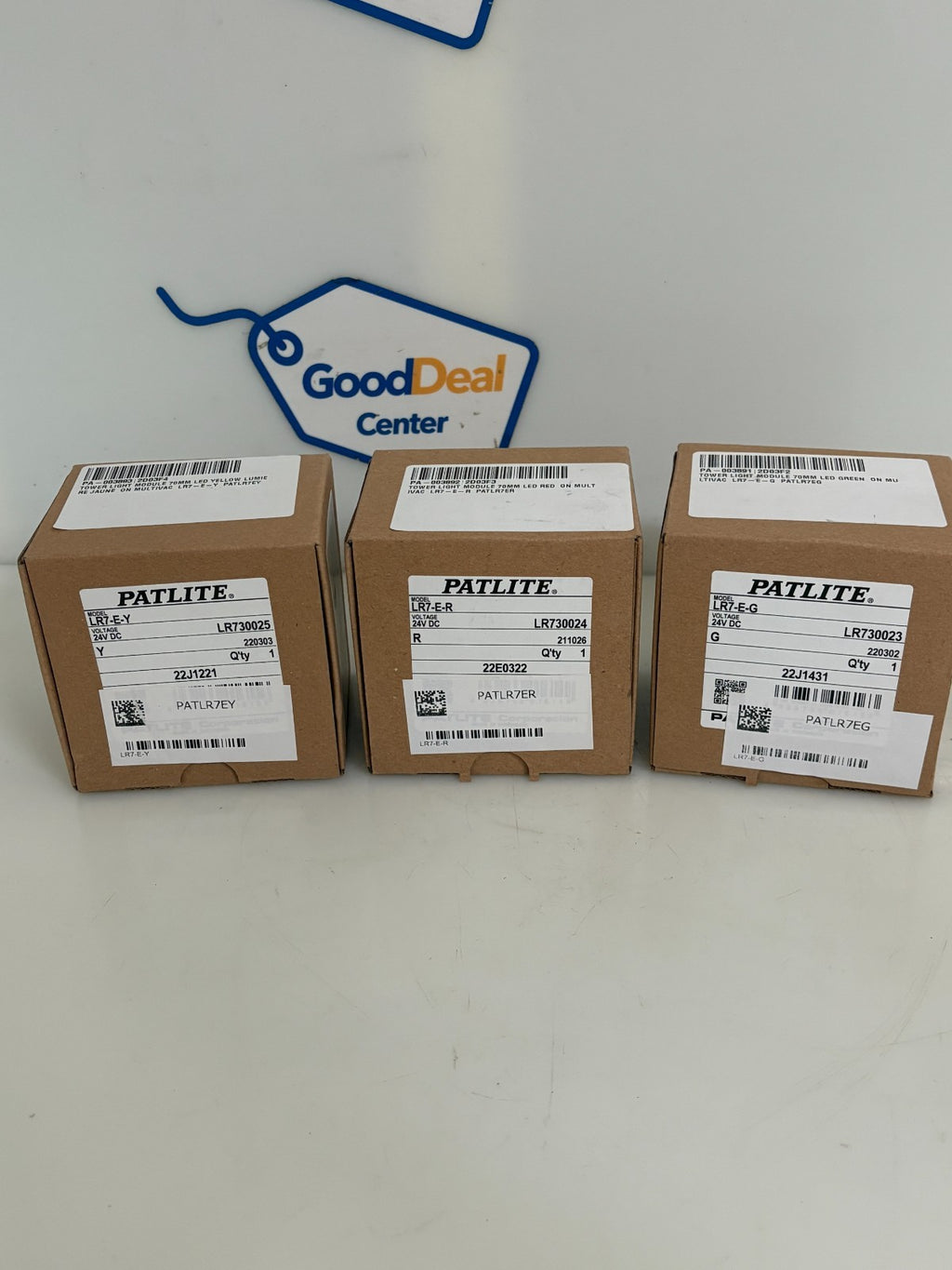 LOT OF 3 PATLITE RED DOME LR7-E-R W/GREEN DOME LR7-E-G  AND YELLOW LR7-EY0