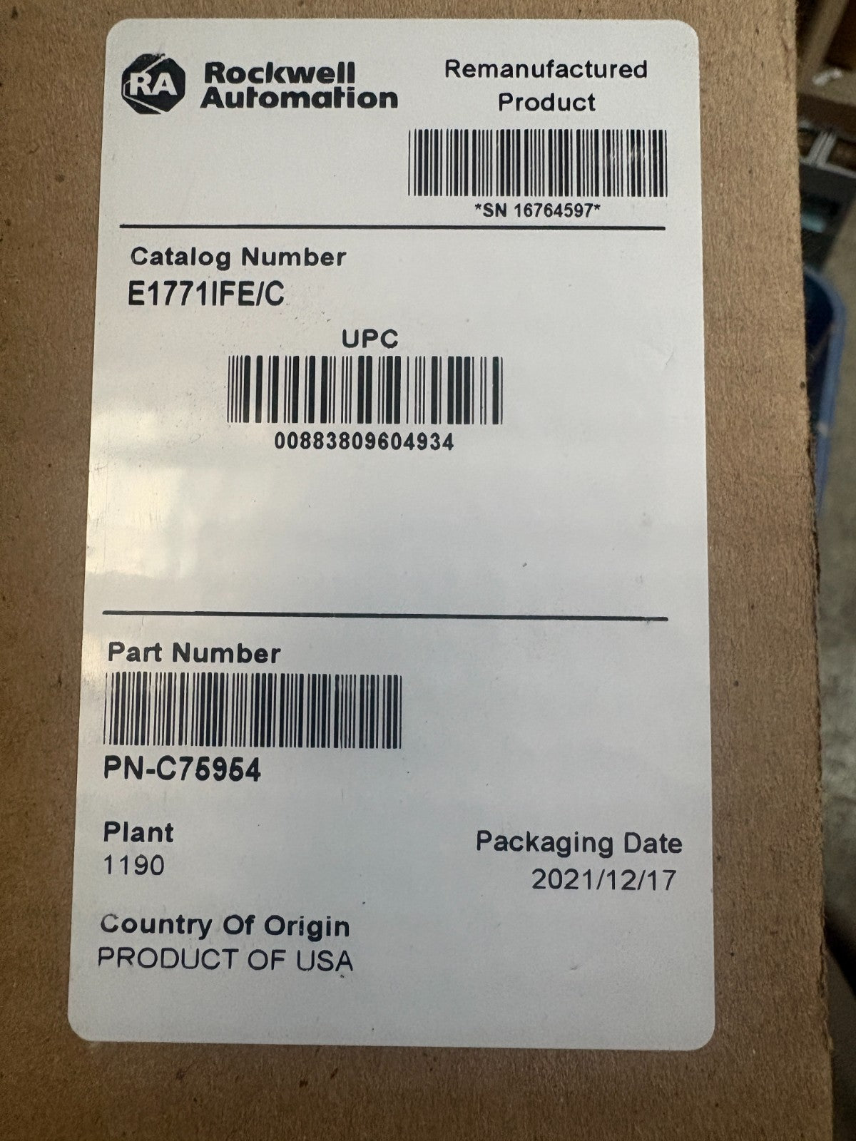 ALLEN BRADLEY ANALOG INPUT MODULE E1771 IFE/C2