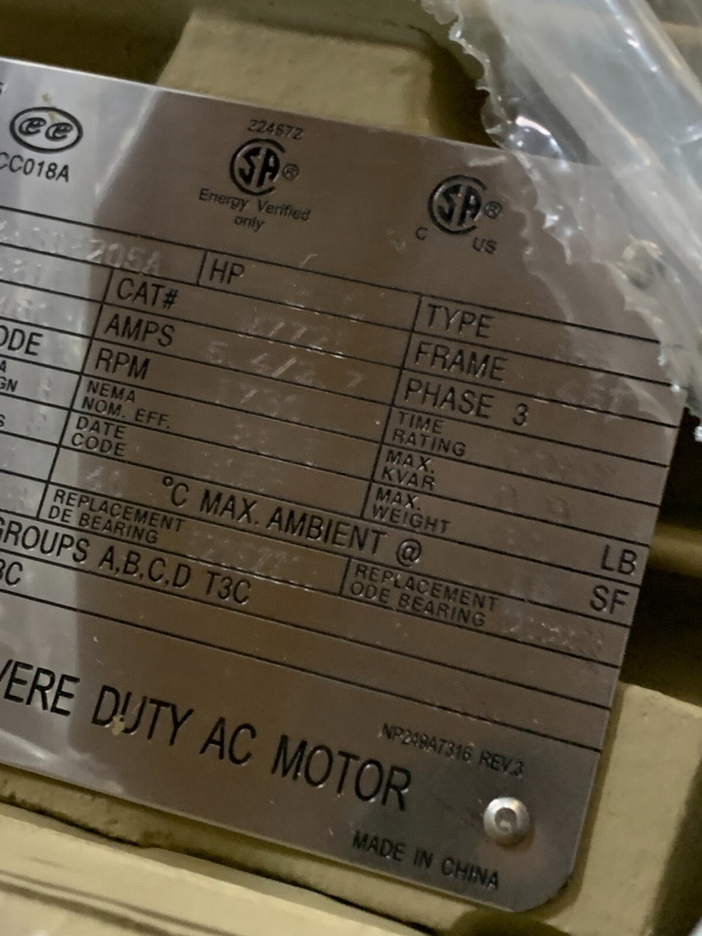 GENERAL ELECTRIC 2HP ELECTRIC MOTOR  5KS145STE205  1730RPM M7725