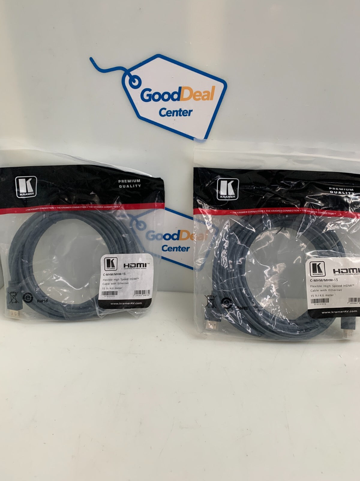 KRAMER 15'  HDMI Cable High Speed  w/Ethernet  C-MHM/MHM-15  (Lot of 2)