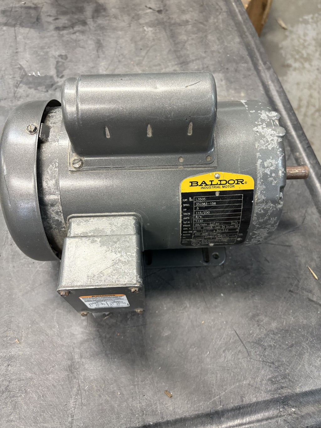 BALDOR MOTOR .5 HP 1140 RPM #L3505 SPEC 35J383-1560