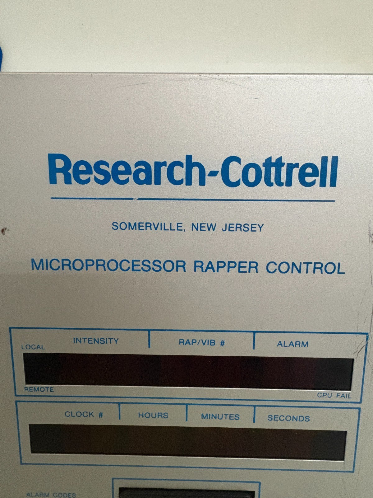 RESEARCH-COTTRELL MICROPROCESSOR RAPPER CONTROL MODEL 307897-B