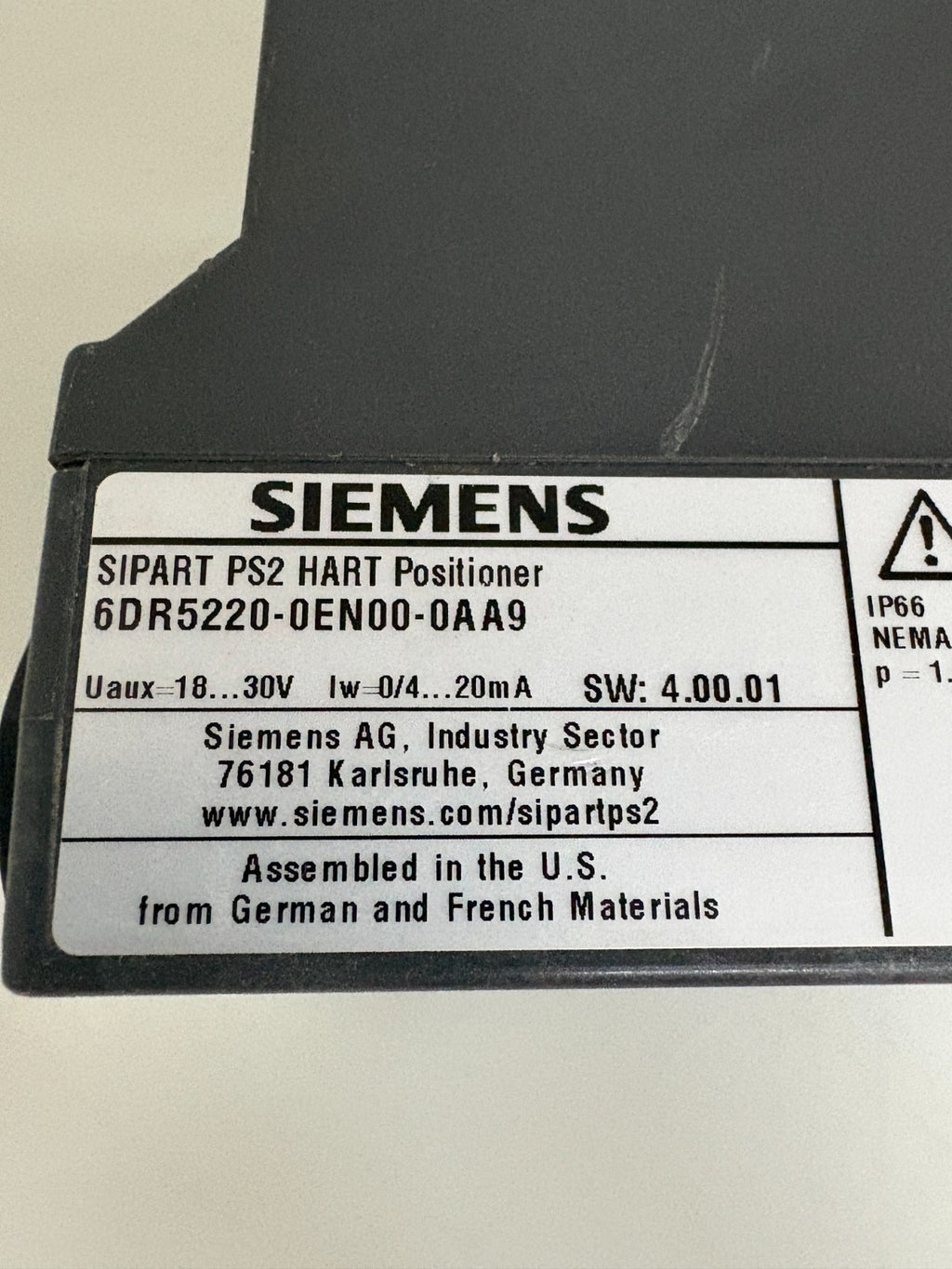 SIEMENS SIPART PS2 HART POSITIONER 6 DR 5220-0EN00-0AA93