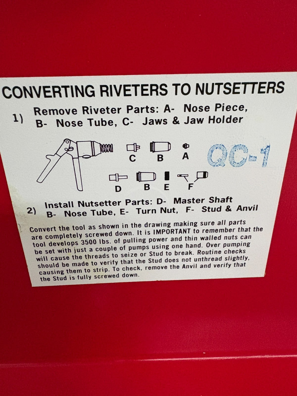 ALCOA FASTENING MANUAL HYDRAULIC TOOL HK-150C