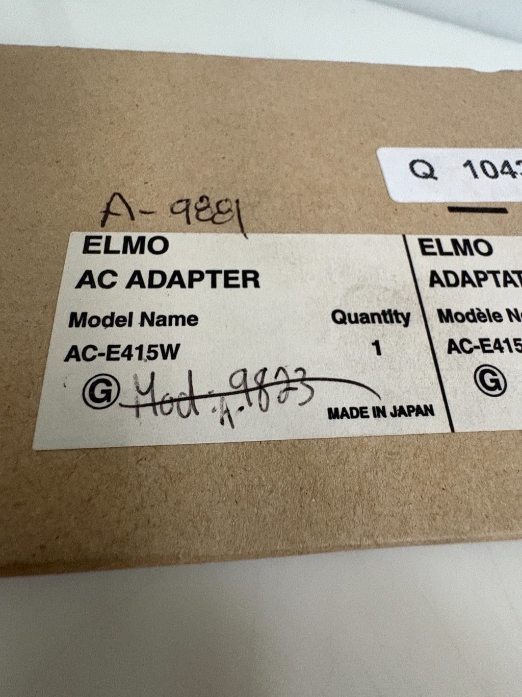 ELMO CCD CAMERA AC ADAPTER AC-E415W
