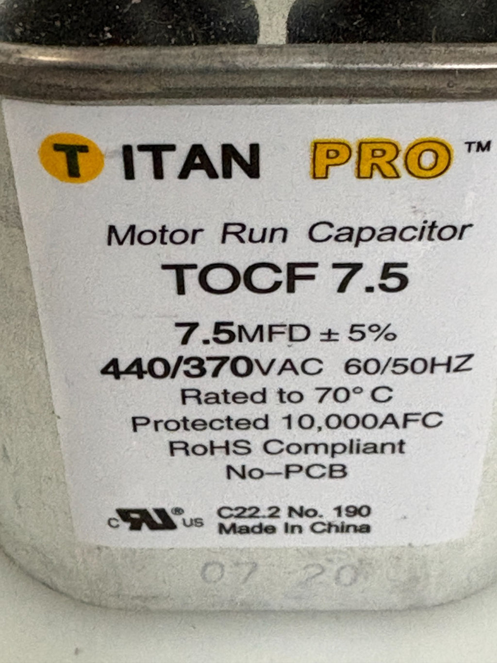 LOT OF 3 TITAN PRO MOTOR RUN CAPACITOR T0CF7.51