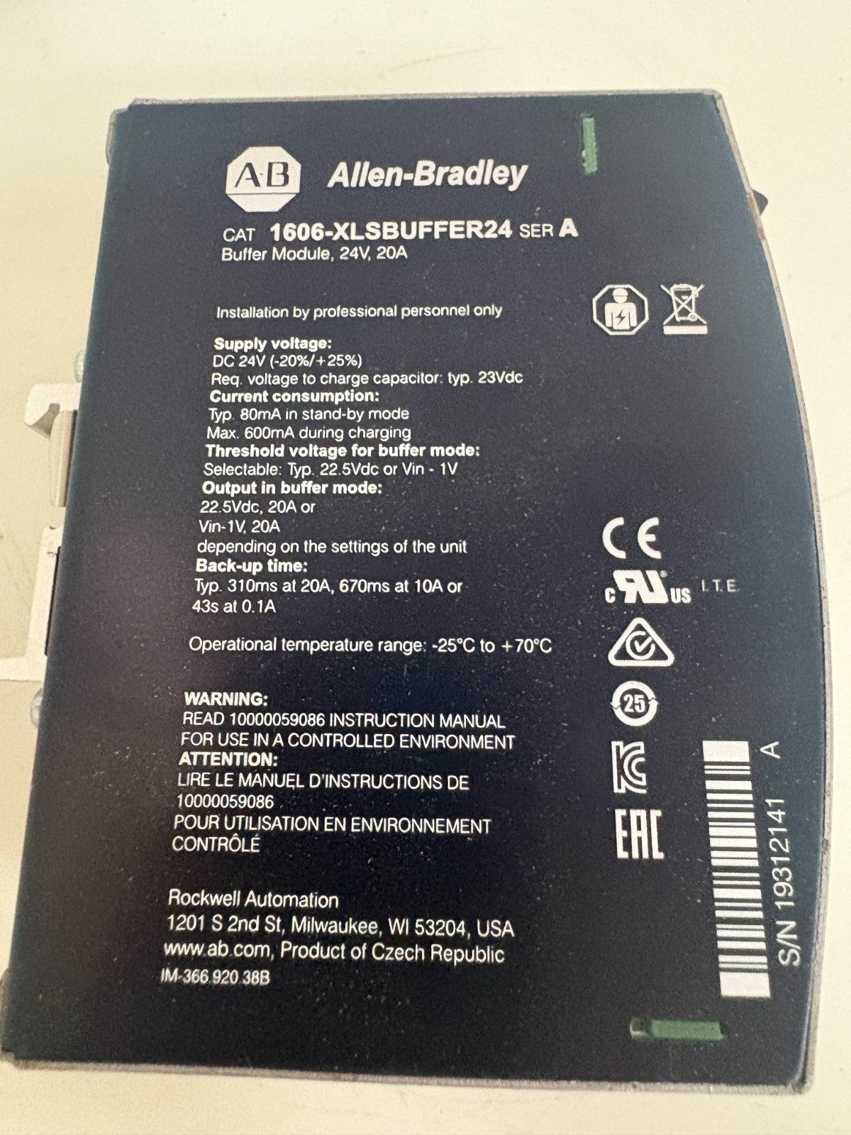 ALLEN BRADLEY BUFFER UNIT 1606-XLSBUFFER24 A 2