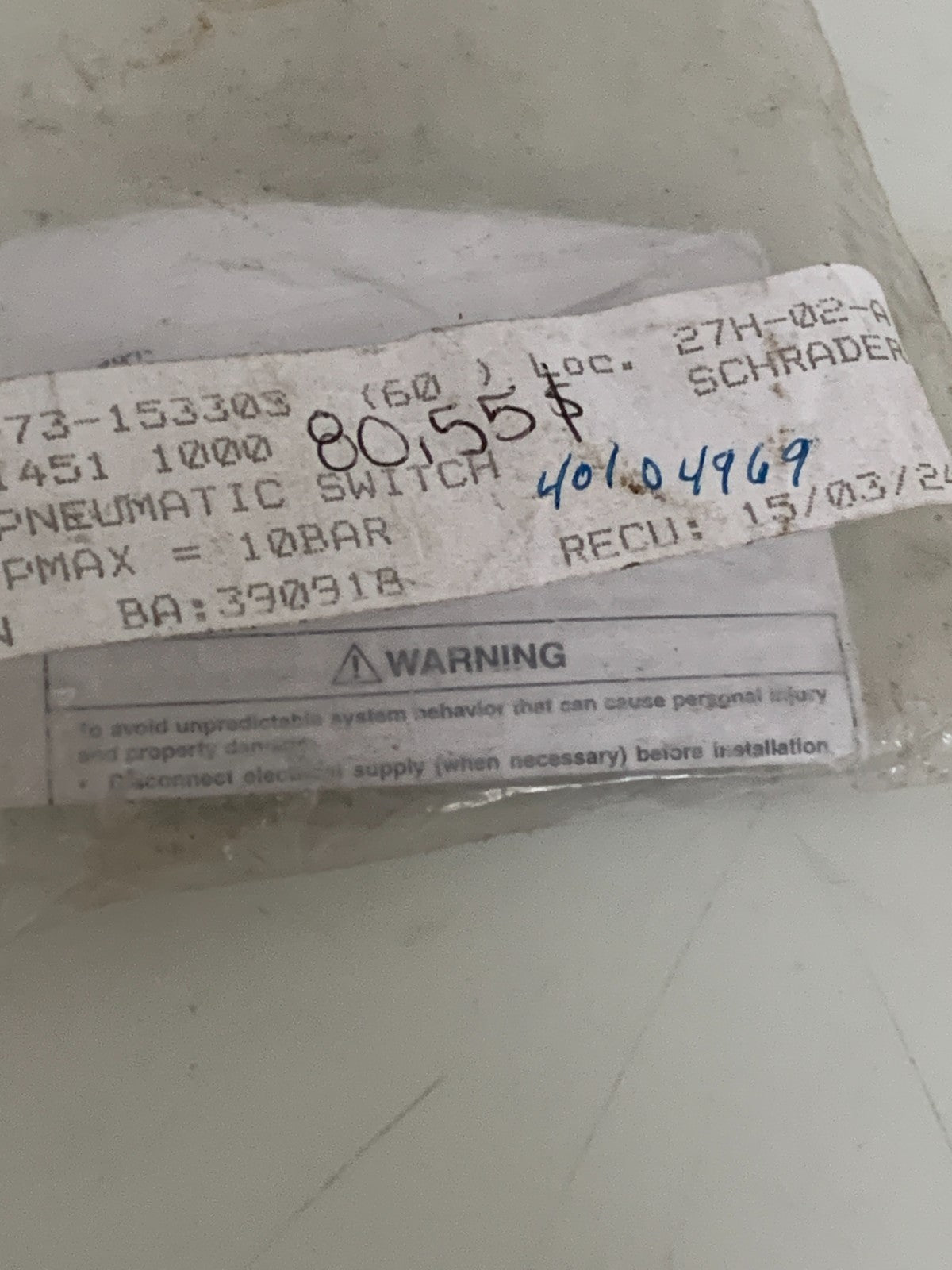 PARKER SCHRADER BELLOWS 3 WAY SPOOL VALVE 414511000