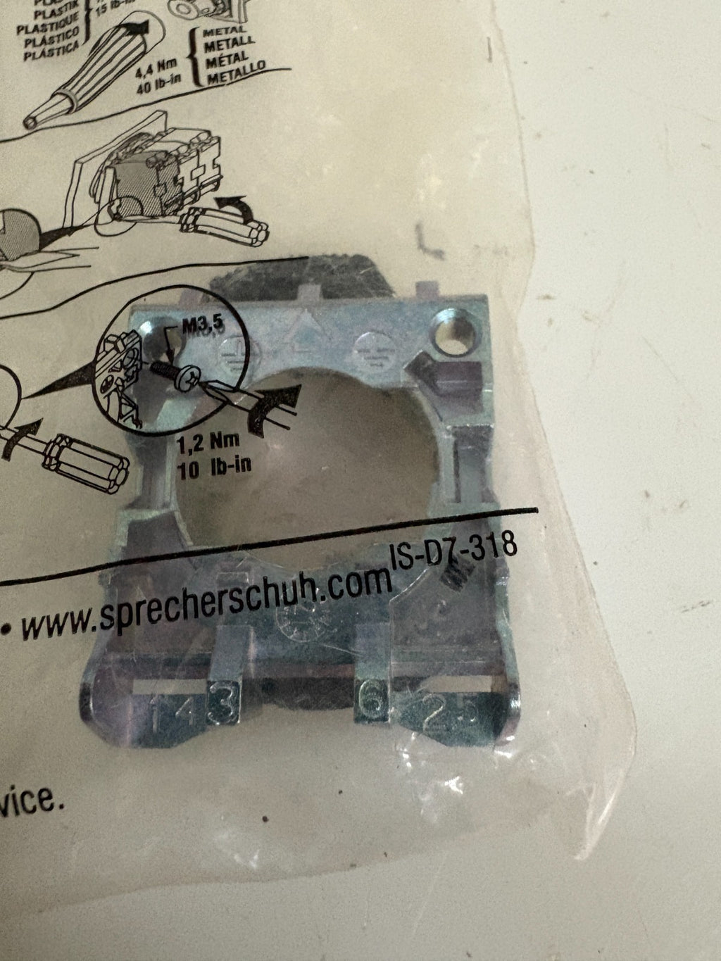 SPRECHER & SCHUH MAINTAINED SELECTOR SWITCH D7M-SM22 W/D7M-SM22MX102