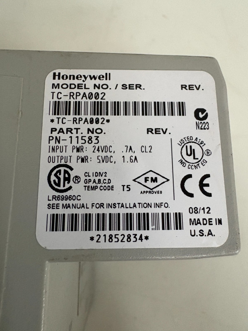 HONEYWELL CONTROL NET REPEATER ADAPTER TC-RPA002 11583
