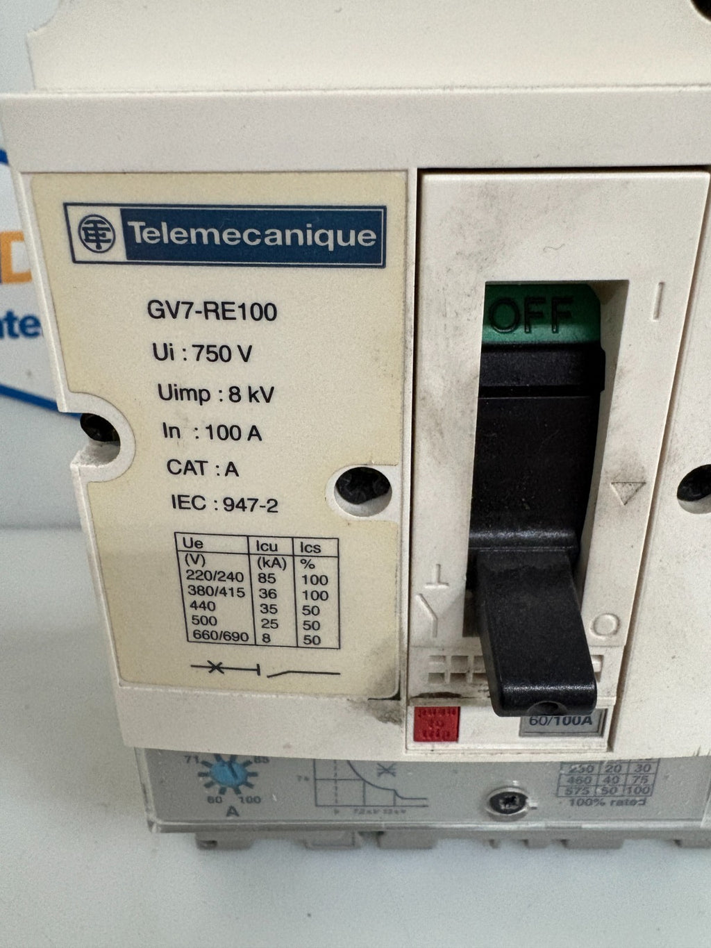 SCHNEIDER TELEMECANIQUE CIRCUIT BREAKER GV7-RE1001