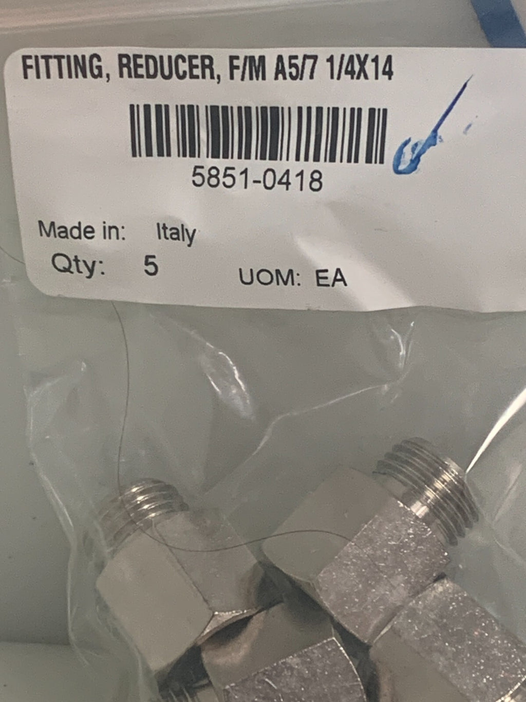 Lot of 5 HP Scitex Fitting Reducer F/M A5/7 1/4X14 5851-0418