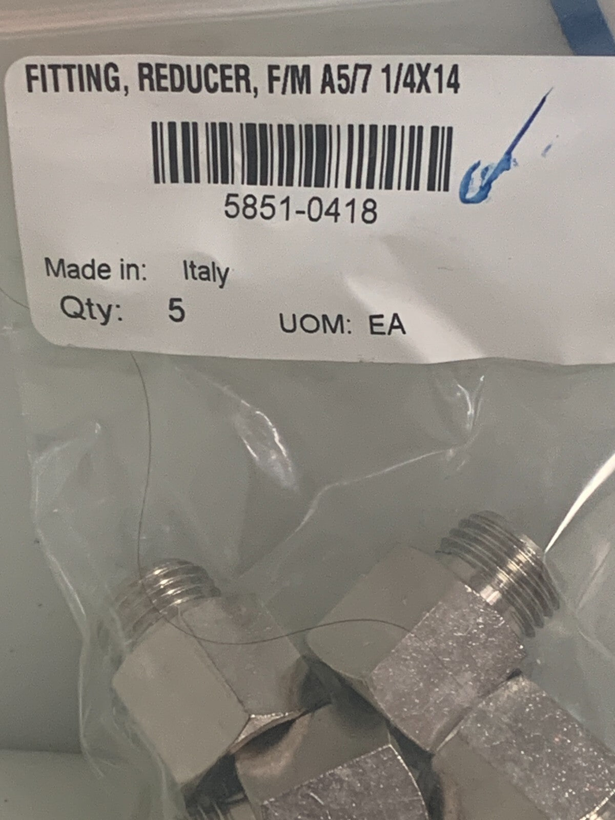 Lot of 5 HP Scitex Fitting Reducer F/M A5/7 1/4X14 5851-0418