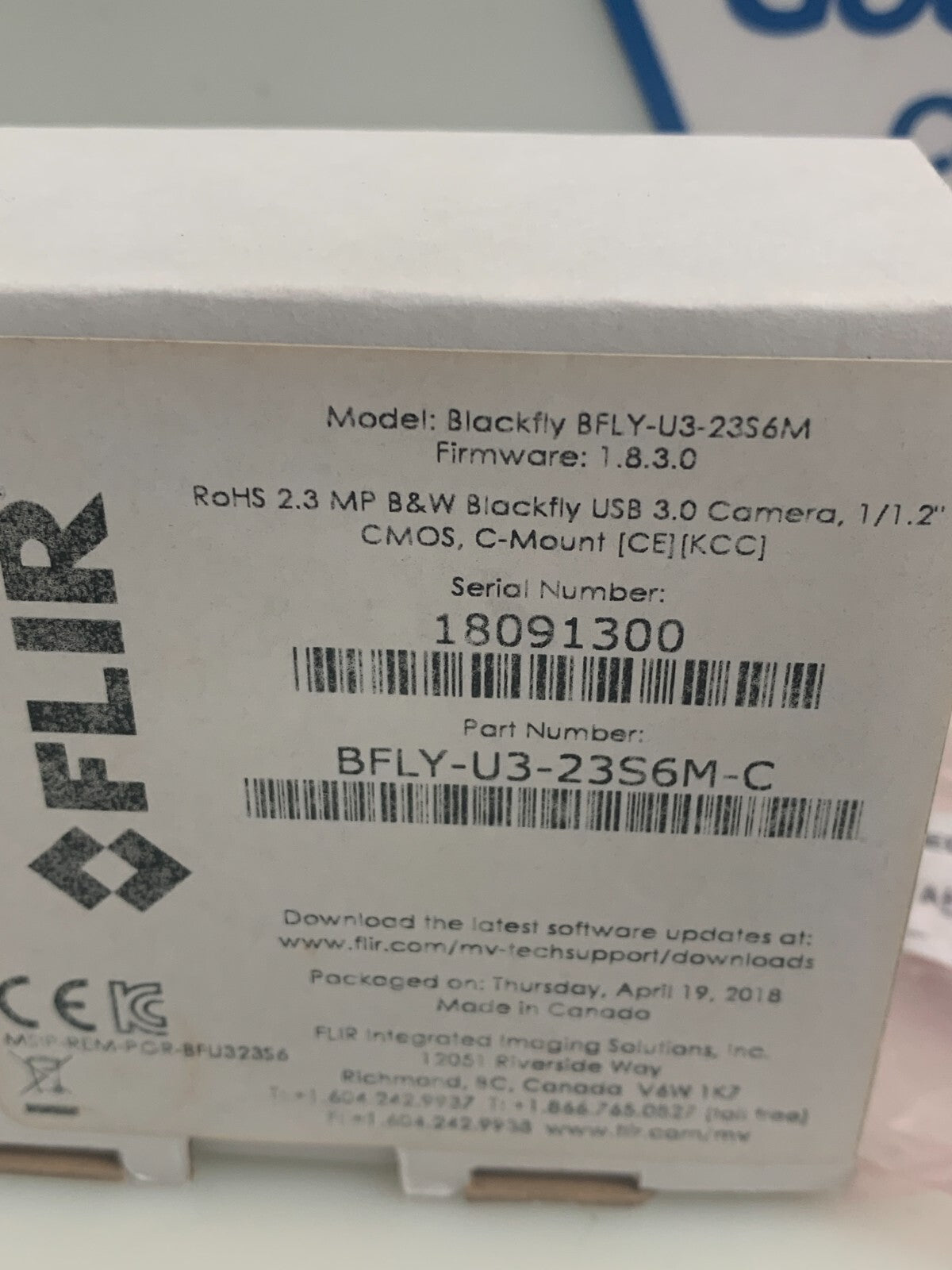 FLIR Teledyne Blackfly BFLY-U3-23S6M-C Industrial Camera