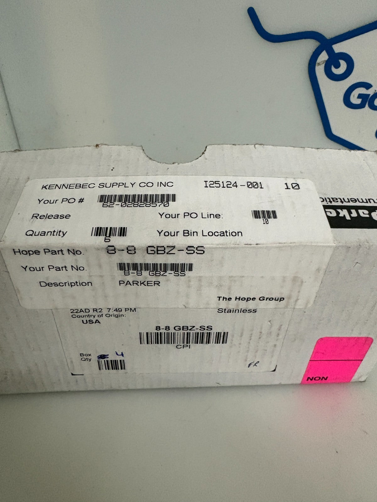 LOT OF 4 PARKER STAINLESS STEEL COMPRESSION FITTING 1/2"  #8-8GBZ-SS2
