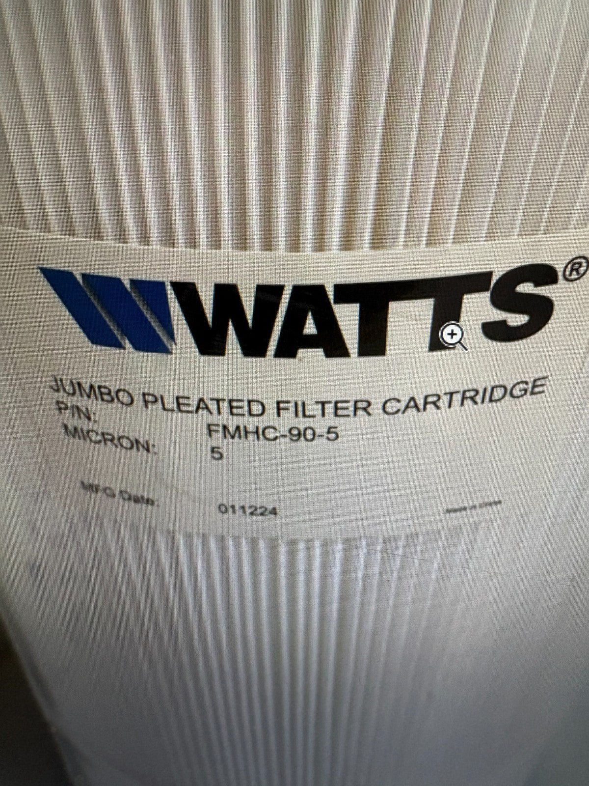 WATTS FLOW MAX JUMBO PLEATED FILTER CARTRIDGE 5 MICRON FMHC-90-5 EZ