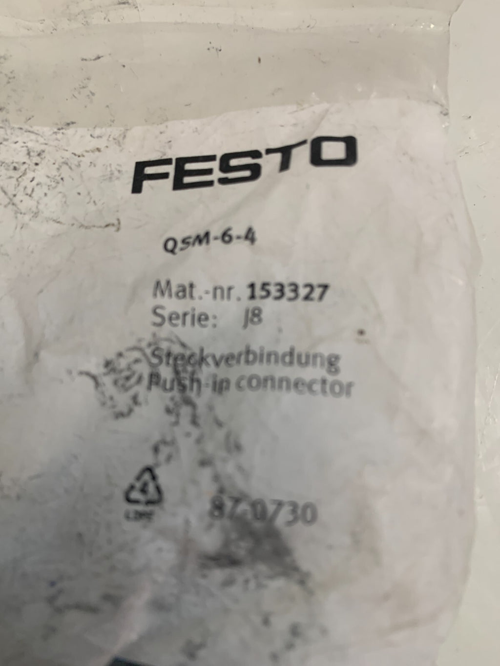 NEW 10PCS IN BAG FESTO PNEUMATIC UNION QSM-6-4 #1533272