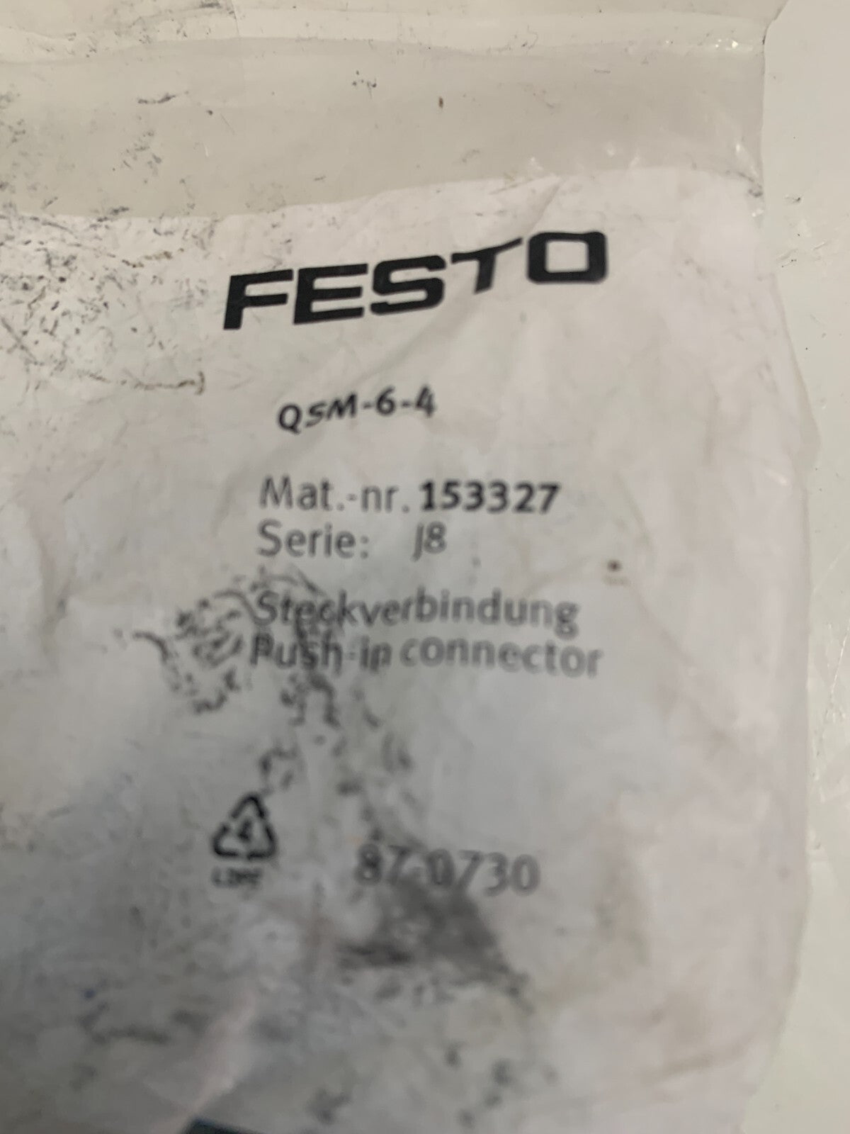 NEW 10PCS IN BAG FESTO PNEUMATIC UNION QSM-6-4 #1533272