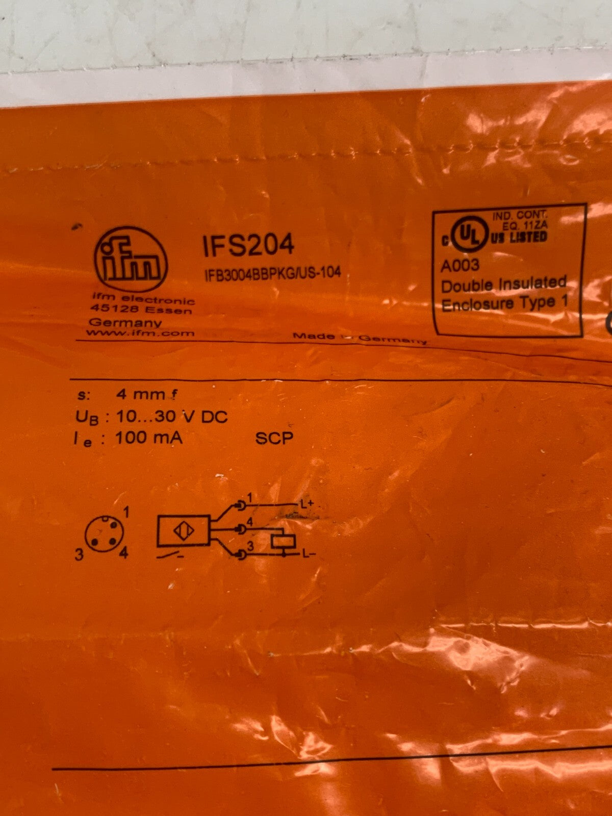 IFM IFB3004BBPKG/M/US-104-DPS  /  IFS204  Inductive Sensor