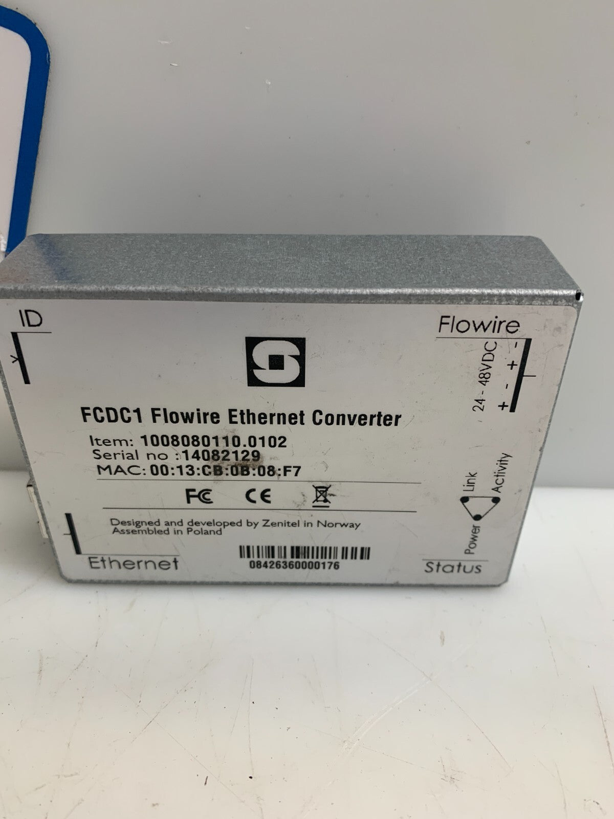 ZENITEL  1008080110.0102   FCDC1 Flowire Ethernet Converter