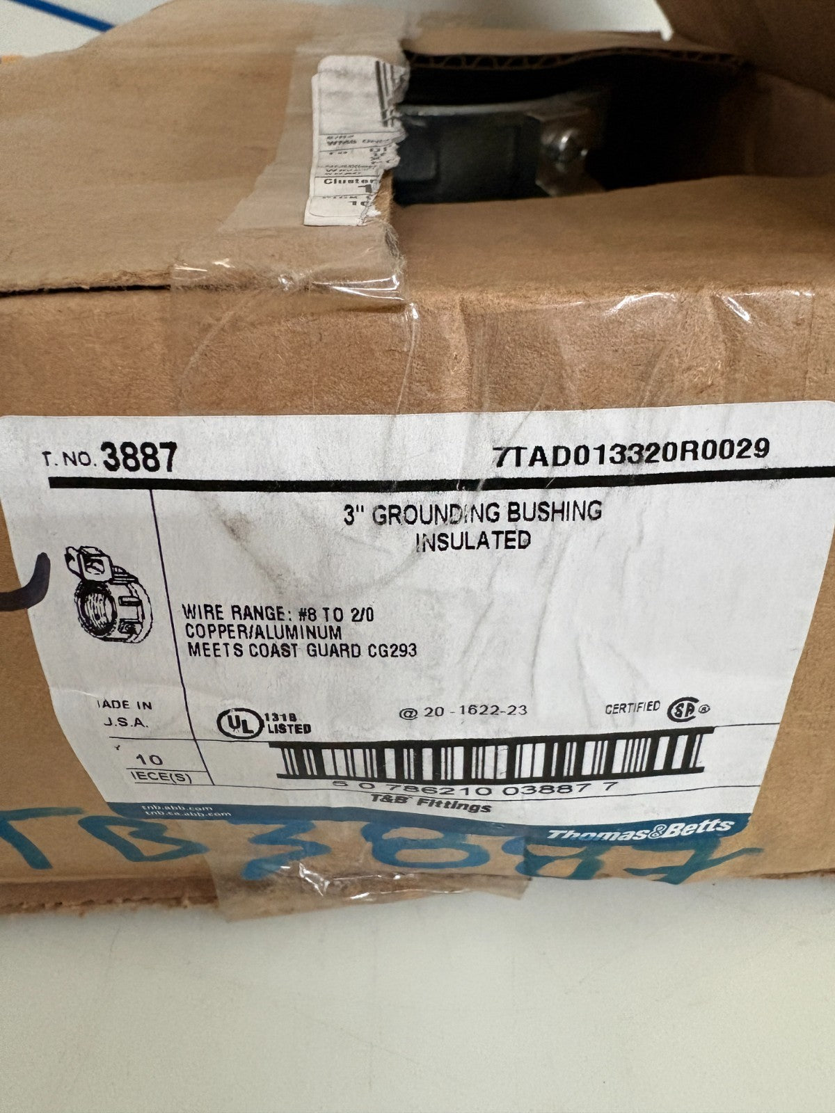 ABB THOMAS & BETTS 3" GROUNDING BUSHING INSULATED #3887 10 IN BOX2