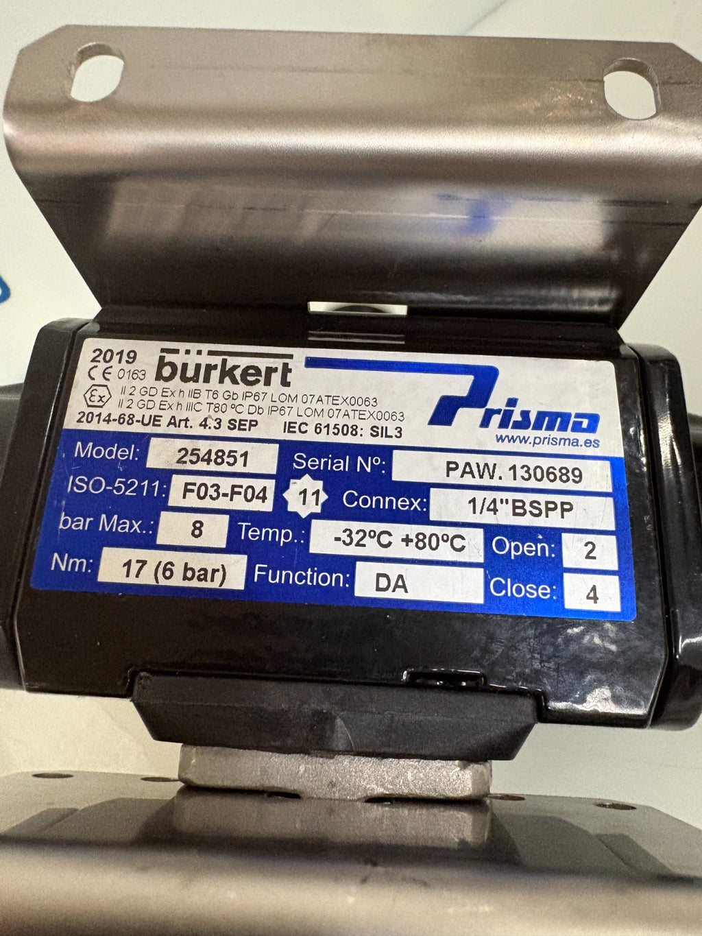 VALMET FIBER IMAGE MODULE SSH W/LEFT VALVE AND ACTUATOR VM149810 BURKERT #2548512