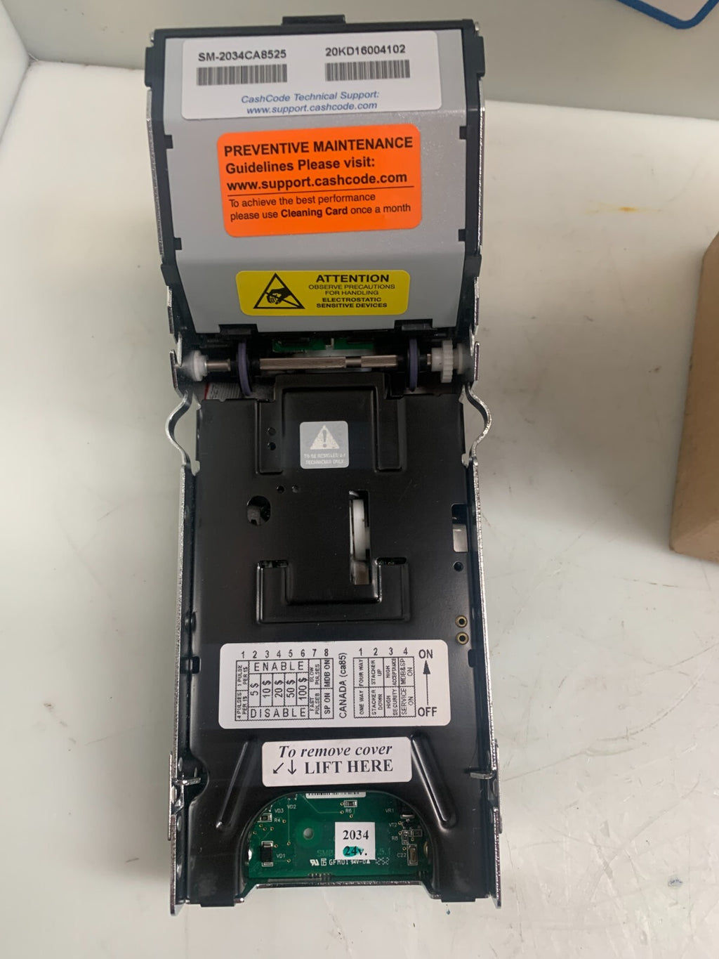 Cash Code Front Load Bill Validator  with stacker SM-2034CA8525
