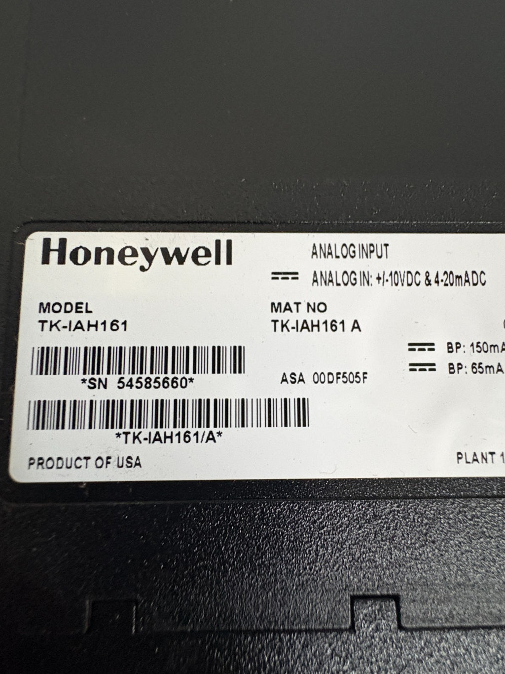 HONEYWELL ANALOG INPUT TK-IAH161 A
