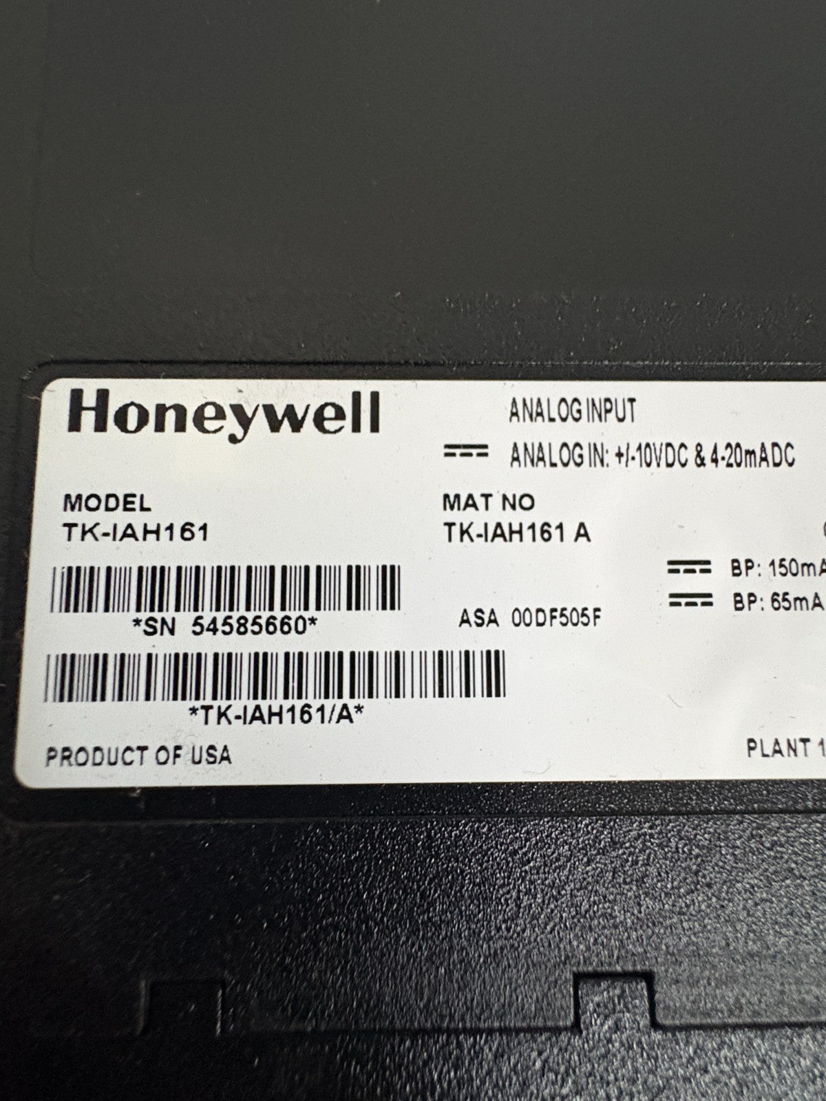 HONEYWELL ANALOG INPUT TK-IAH161 A