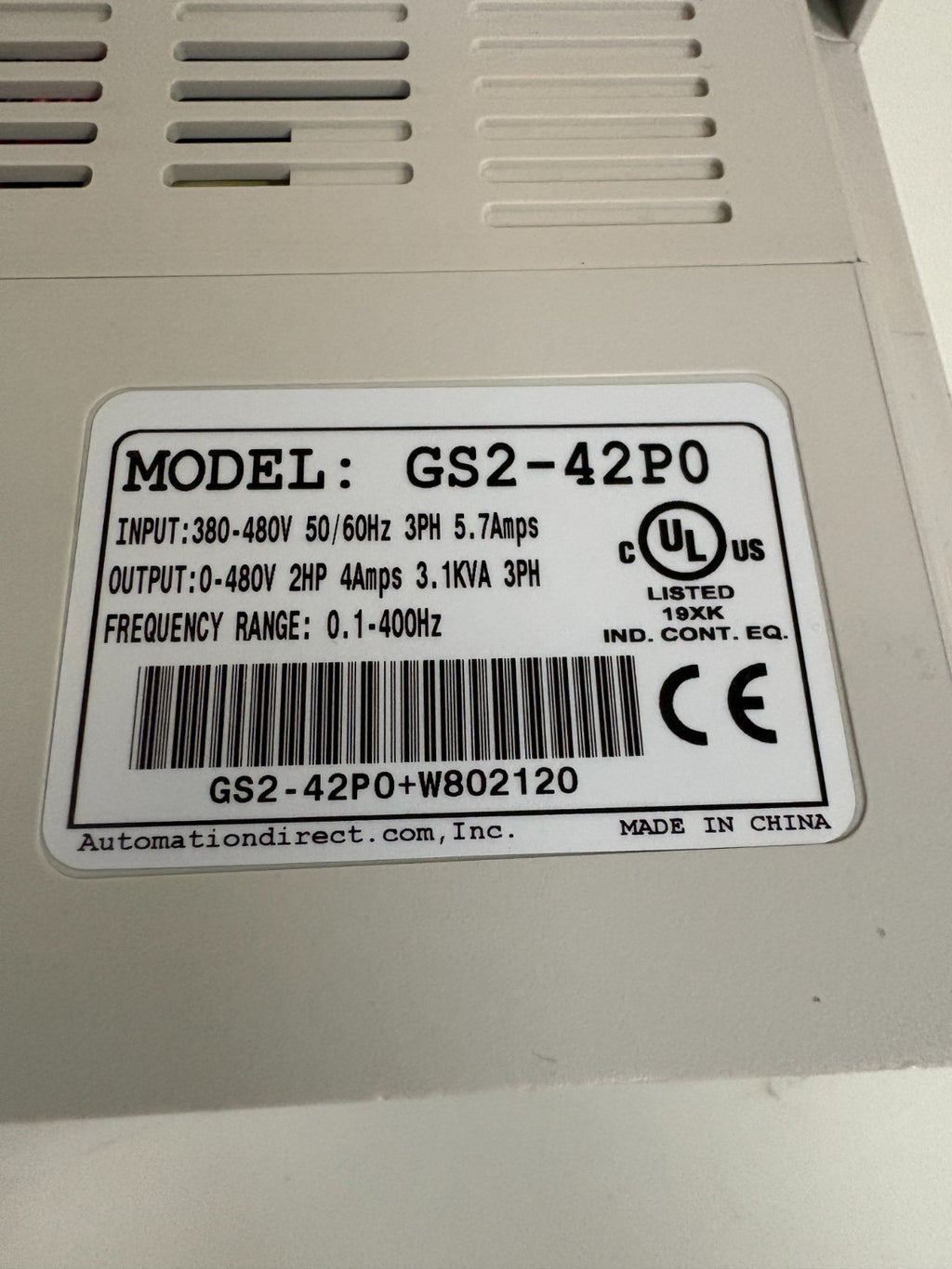 AUTOMATION DIRECT 2 HP DRIVE G52-42P0-W802120