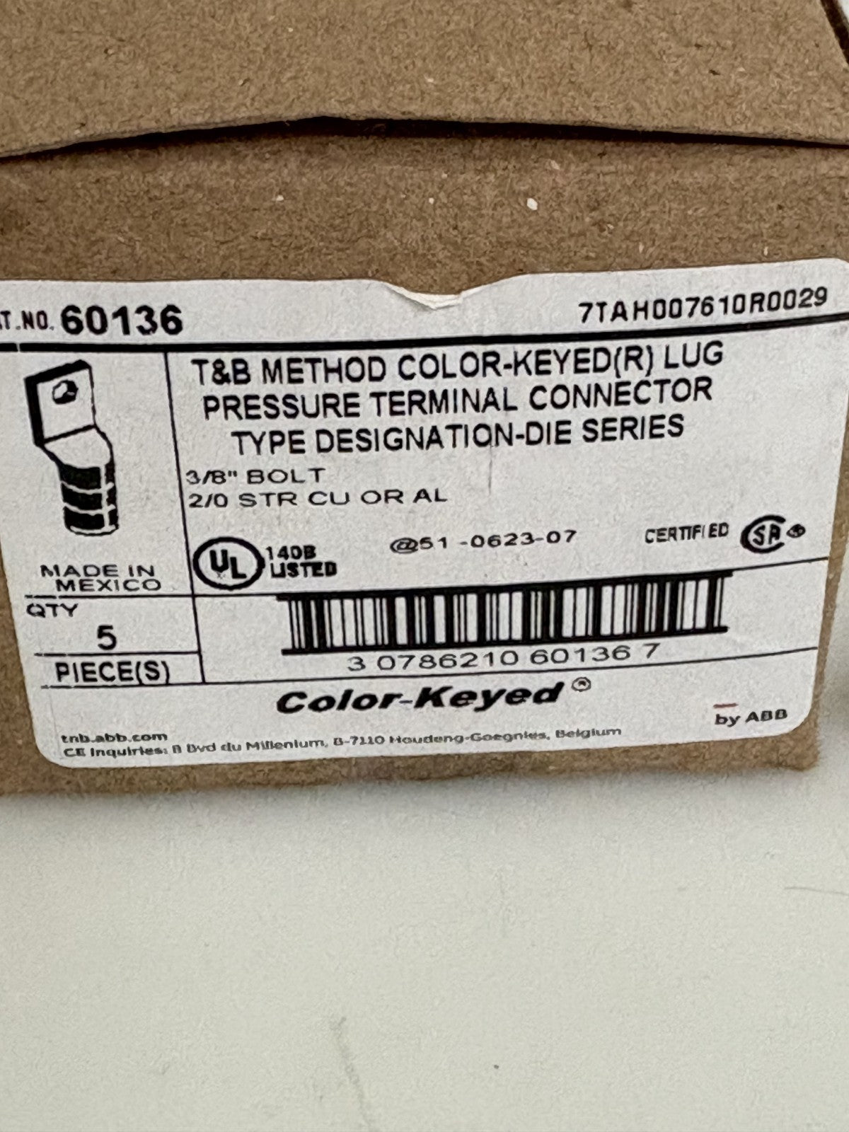 ABB COLOUR KEYED LUG PRESSURE TERMINAL CONNECTOR #60136 5 PER BOX