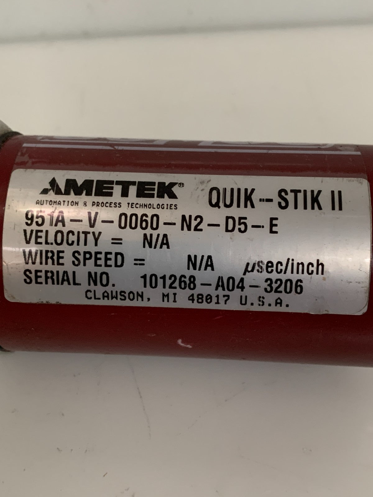 AMETEK QUIK-STIK II LINEAR DISPLACEMENT TRANSDUCER 951A-V-0060-N2-D5-E2
