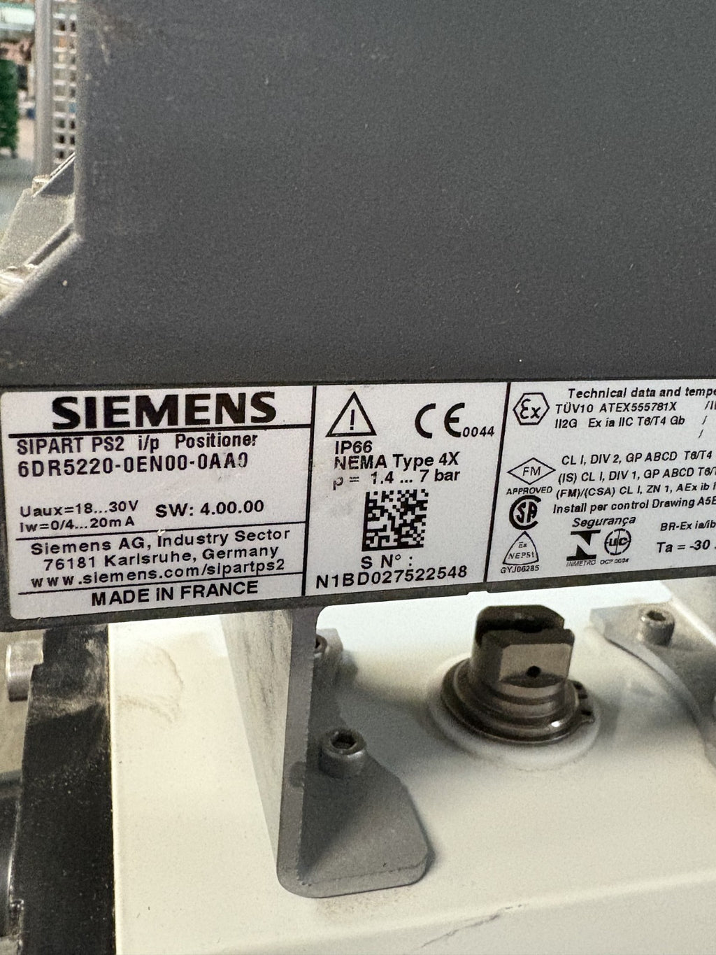 SIEMENS SIPART PS2 POSITIONER 6DR5220-0EN00-0AA0 W/OPTIMUX 400389 2" OPVEE CL1508