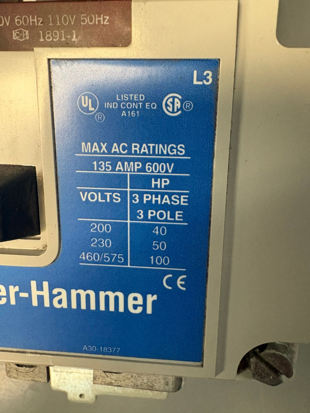 EATON CUTLER HAMMER SIZE 4 AN16NN0 CONTACT KIT 3