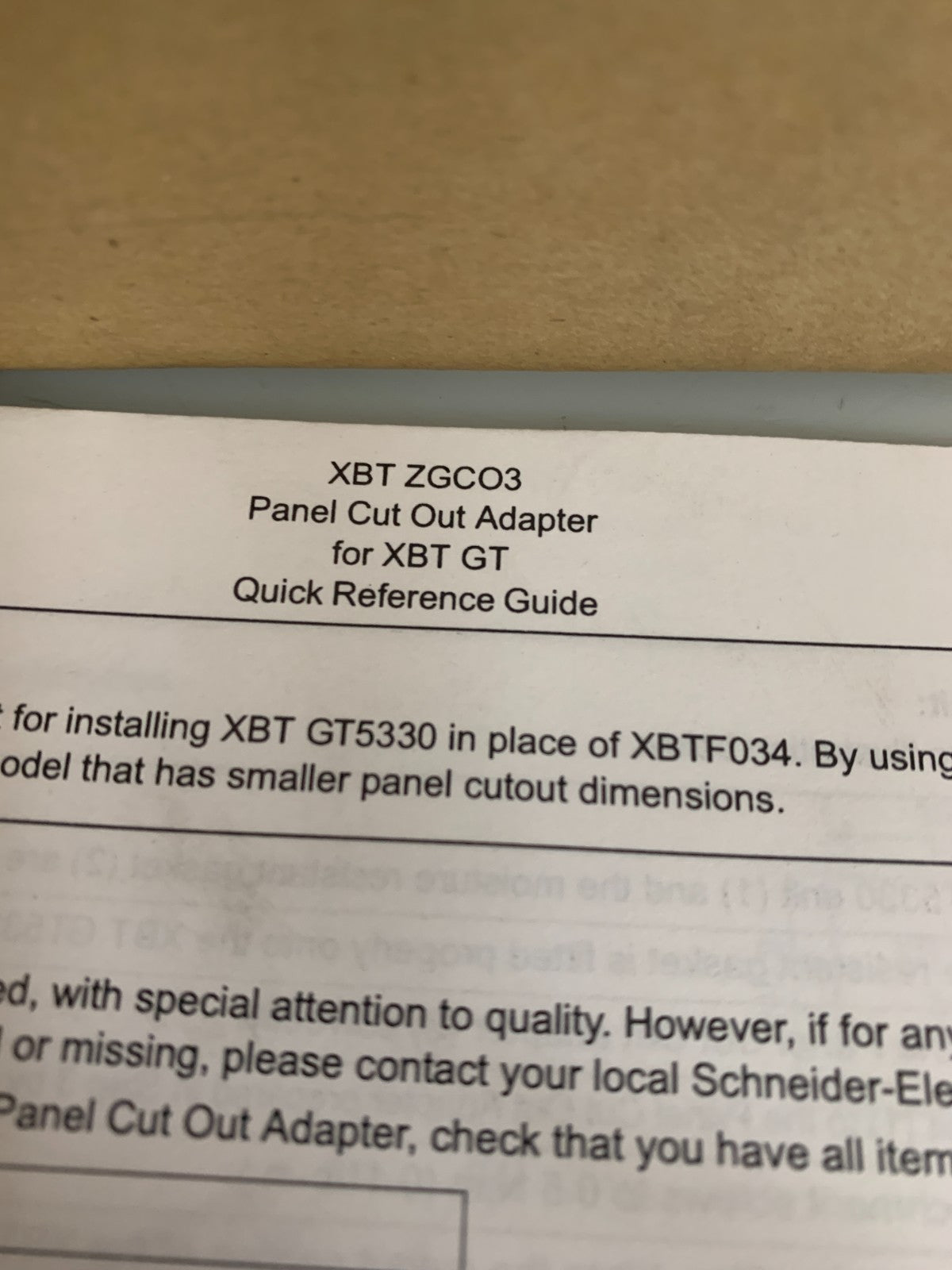 SCHNEIDER PANEL CUT OUT ADAP MAGELIS XBTZGC03