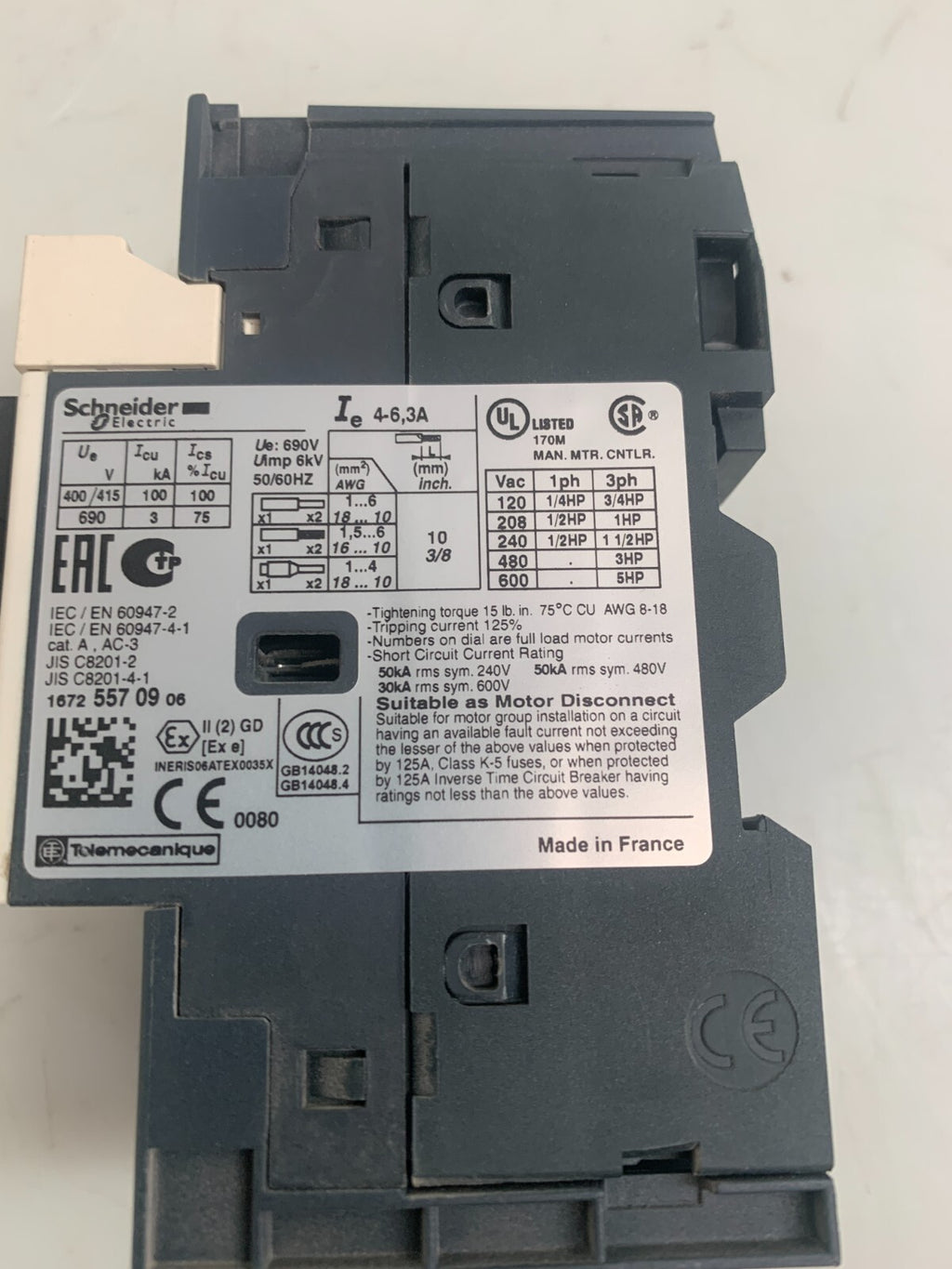 Schneider Electric GV 2ME1 03 Motor Circuit Breaker