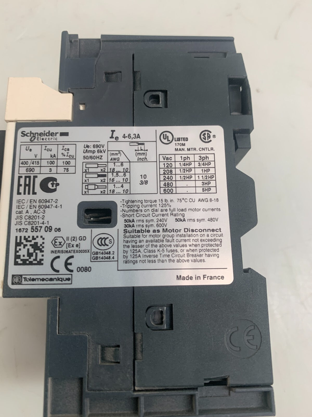 Schneider Electric GV 2ME1 03 Motor Circuit Breaker