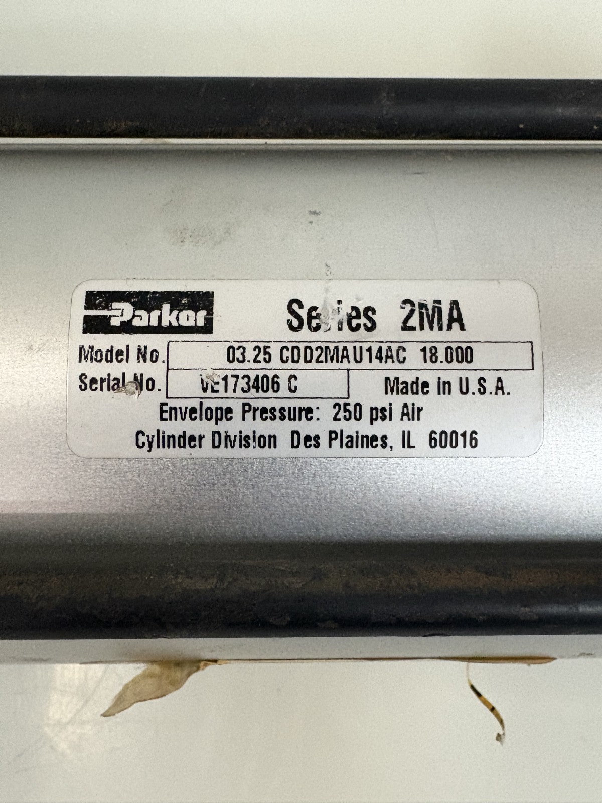 PARKER PNEUMATIC CYLINDER SERIES 2 MA 03.25 CDD2MAU14AC 18.0002