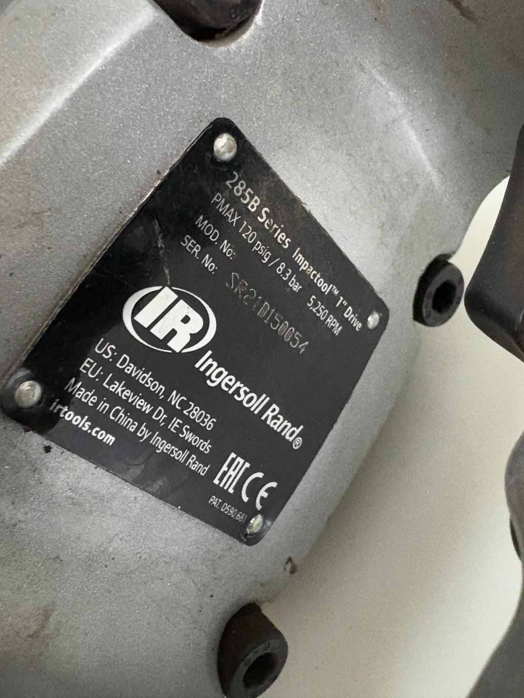 INGERSOLL RAND HEAVY DUTY 1" PNEUMATIC IMPACT WRENCH 285B