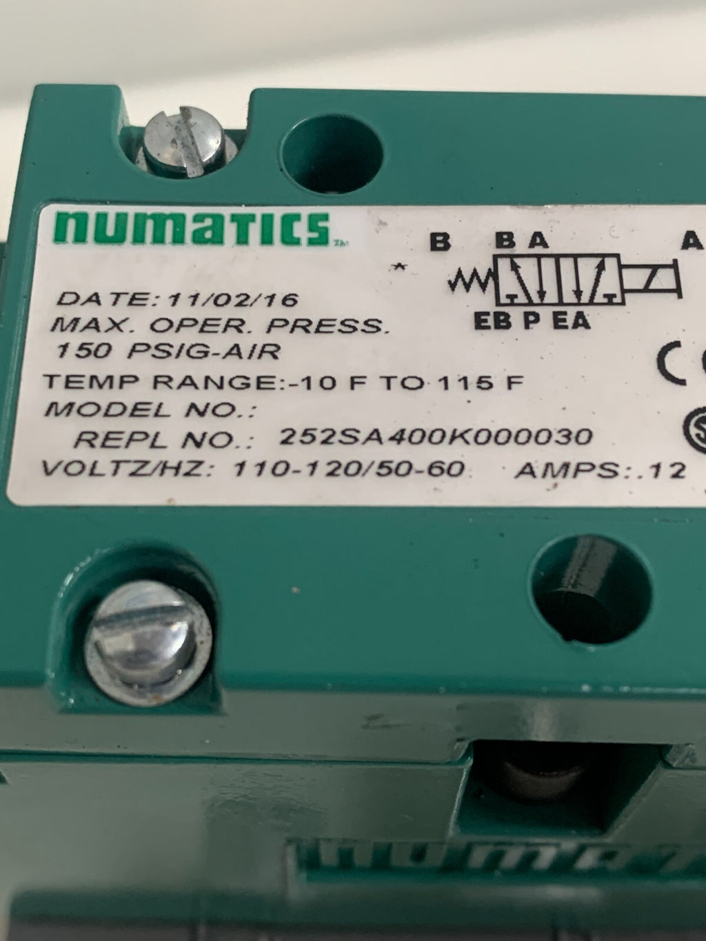 ASCO NUMATICS SOLENOID VALVE 253SA43 AK 0000301