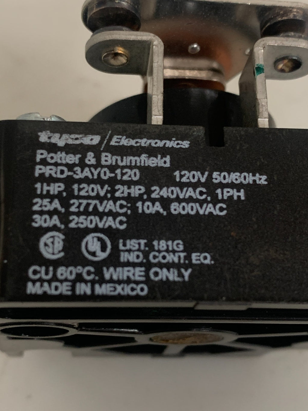 TYCO POLTER & BUMFIELD RELAY 25A PRD-3AYO-120