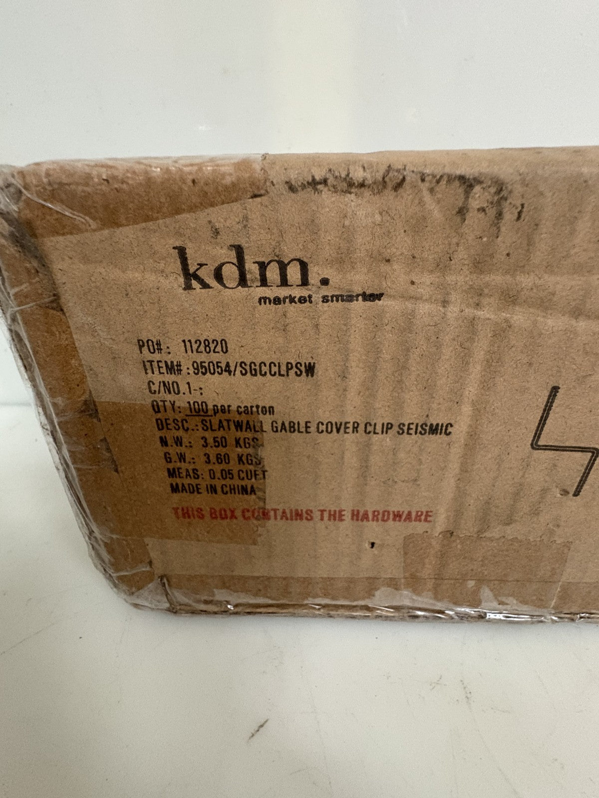 KDM SLATWALL BRACKET GABLE COVER CUP SEISMIC 100/BOX1
