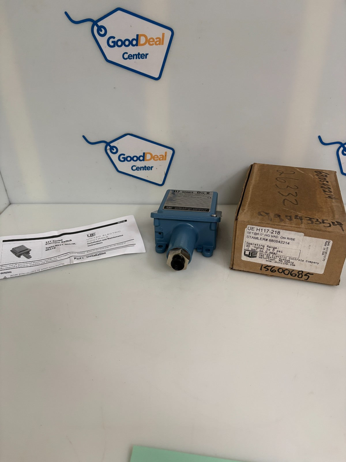 UNITED ELECTRIC SERIES 117 DIV 2 PRESSURE SWITCH H117-218