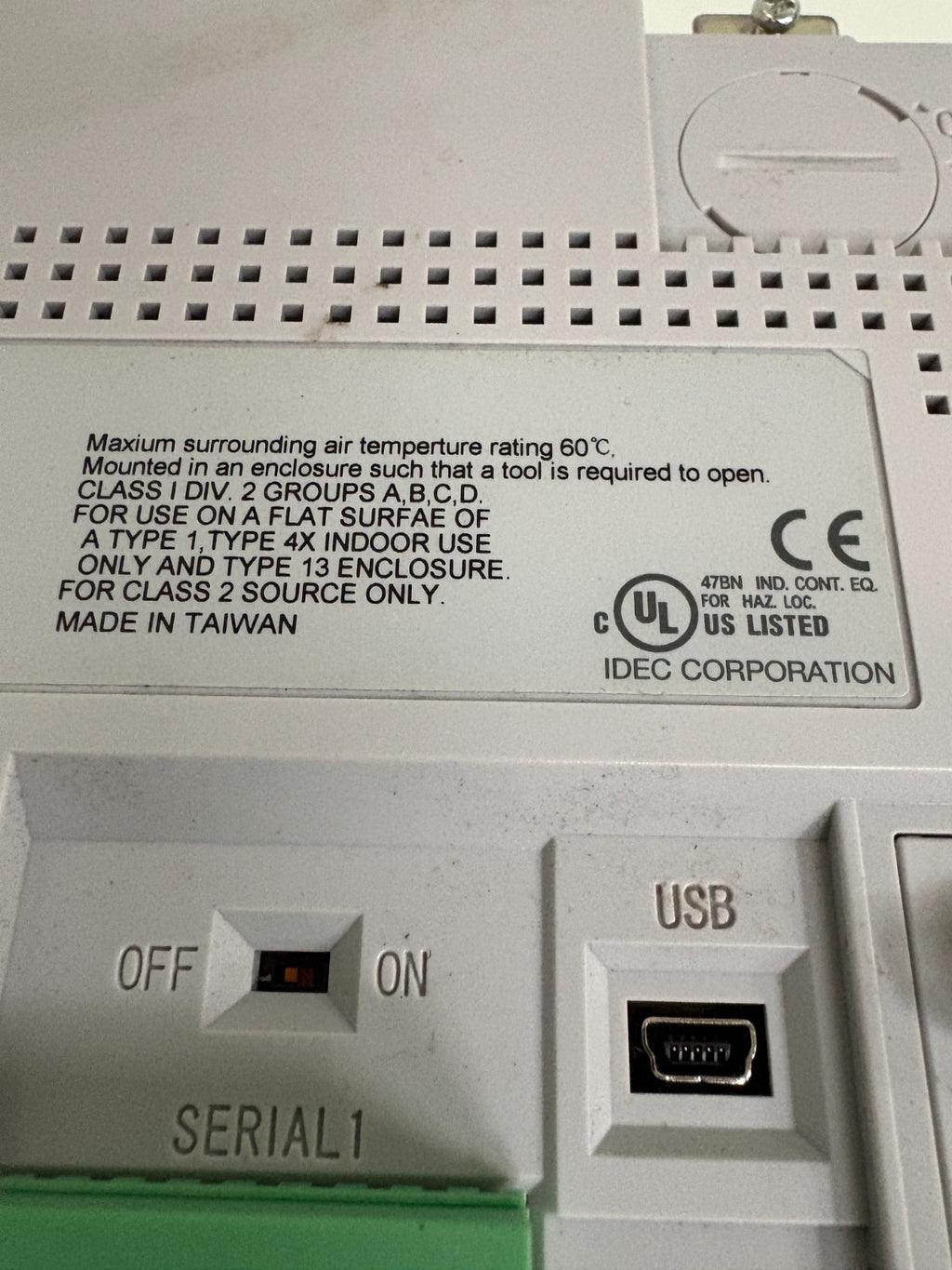 IDEC MICRO/I LCD INTERFACE MONITOR HG20-5TT22TF-W W/USB KEY AND RYECO USB KEY4