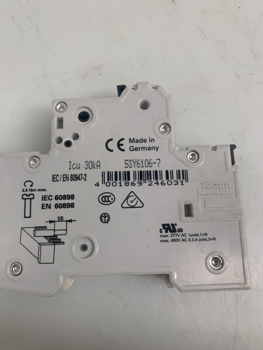 Siemens 5SY61 MCB C6 Circuit Breaker Pole 230/400V