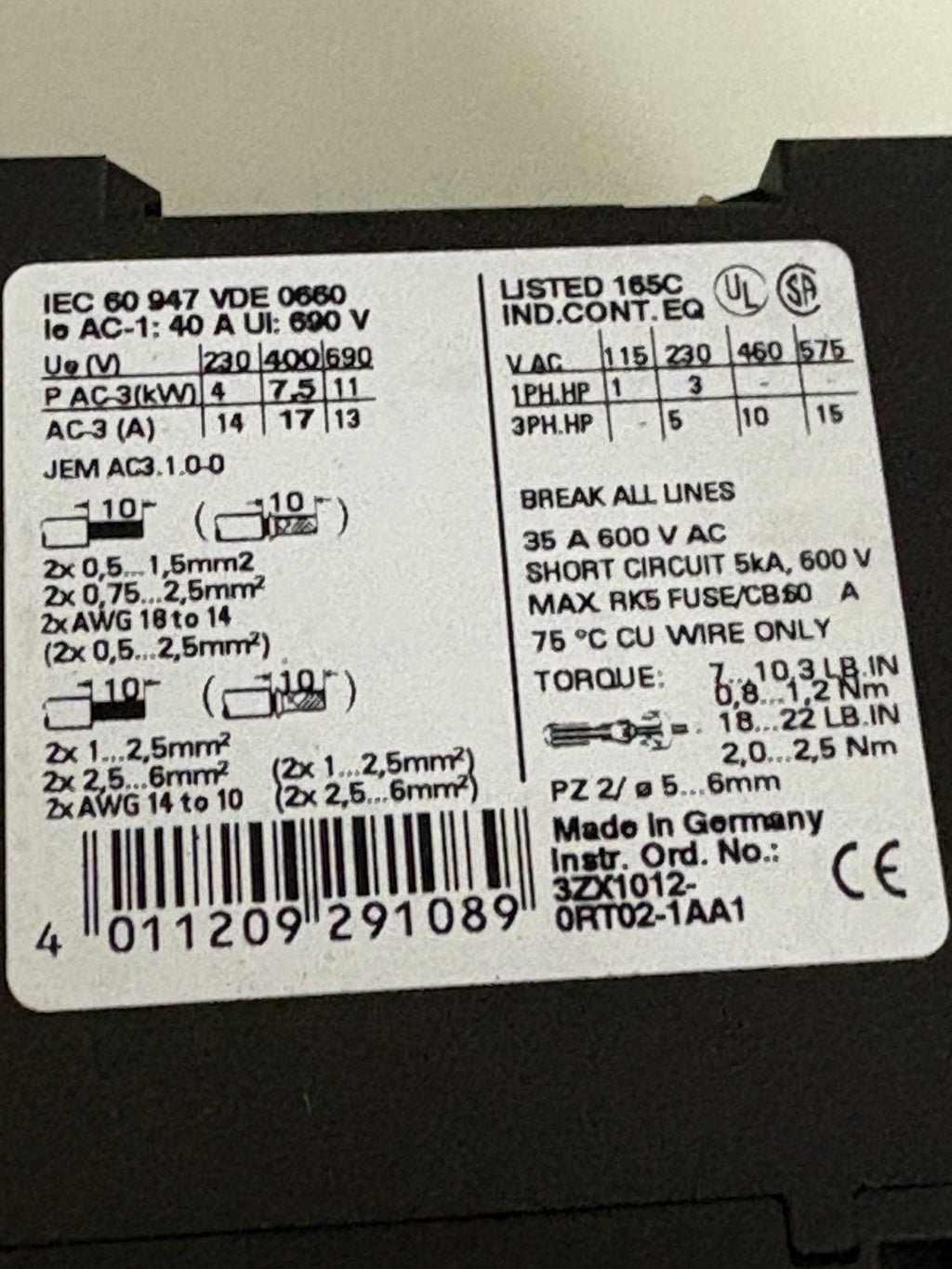 LOT OF 2 SIEMENS CONTACTOR 3RT1025-1B W/3RH1921-1HA22 AND 3RT 1926-1BB00