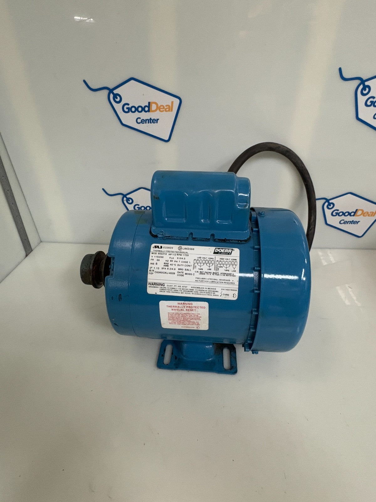 DOERR 1/2 HP 1725 RPM MOTOR #602210