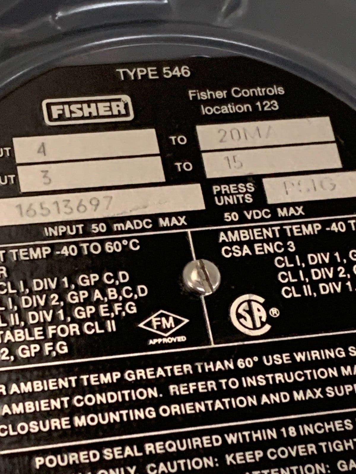 FISHER TYPE 546 ELECTRO PNEUMATIC TRANSDUCER1