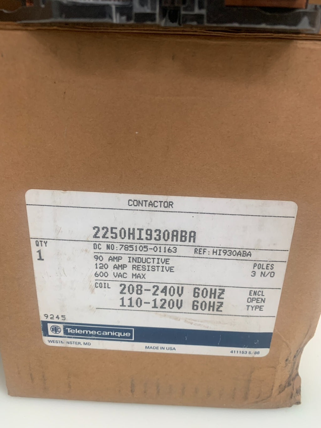 Telemecanique 2250-HI930ABA Contactor